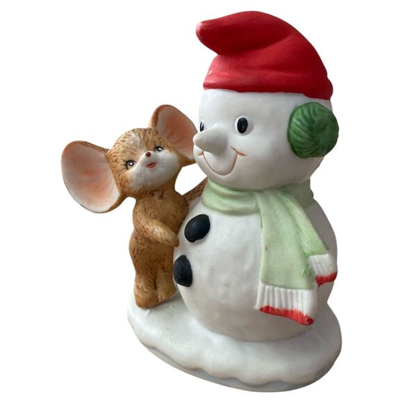 HOMCO 8905 Mice with Christmas Tree and Snowman Vintage Holiday Figurines - Picture 9 of 11